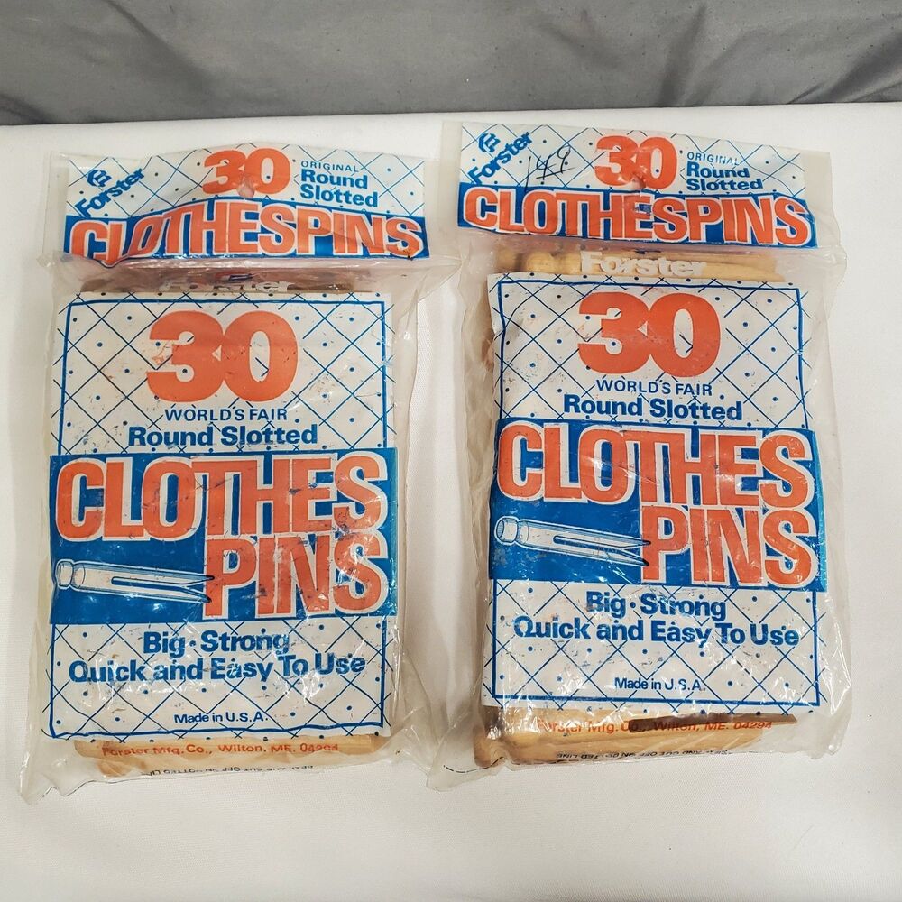 60 Forster Original World’s Fair Round Slotted wooden clothespins clothes pins
